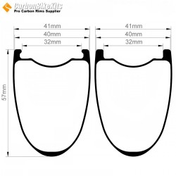 [Ultralight] 440g 700C 57x40mm Carbon Tubeless Gravel / CX / MTB / Beach Racer Wheels Rim
